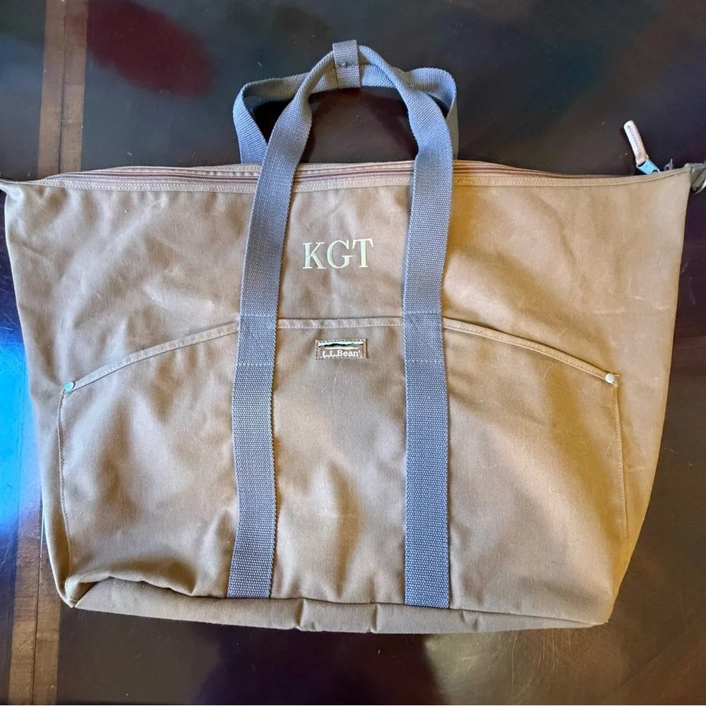 L.L. Bean Boat Large Tote Bag Maine Wardens Edition Monogram KGT Brown